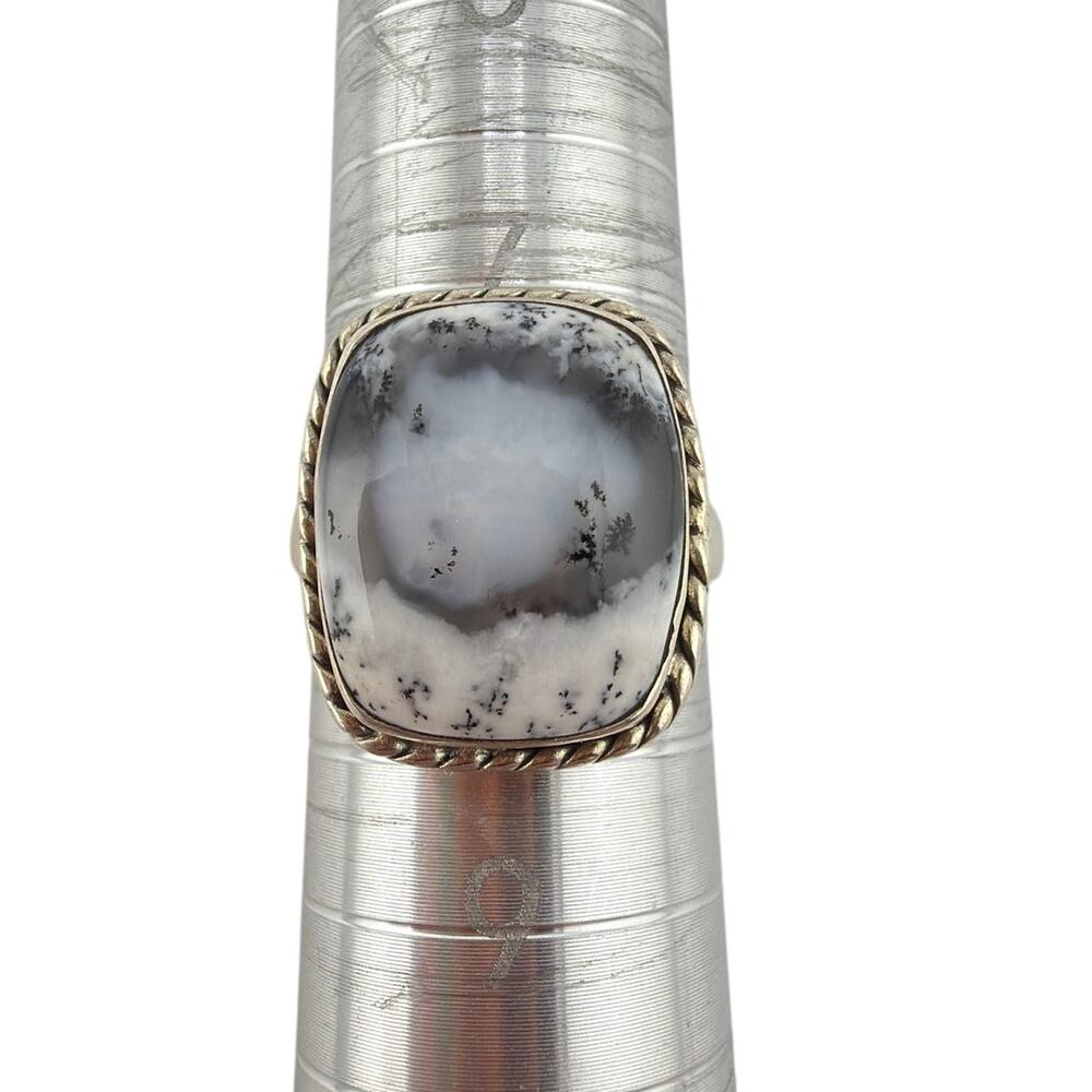Sterling Silver Dendritic Opal Statement Ring 7.5